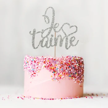 Je T ' aime Tortas Topper - Blizgučiai Paryžiaus Temą Vestuvių Dekoro Jubiliejų Dalyvavimo Šalies Papuošalai Prekių Tortas Priedų