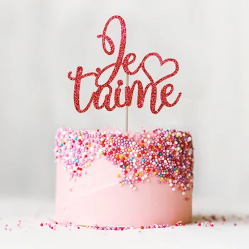 Je T ' aime Tortas Topper - Blizgučiai Paryžiaus Temą Vestuvių Dekoro Jubiliejų Dalyvavimo Šalies Papuošalai Prekių Tortas Priedų