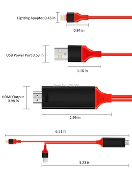 USB hdtv langelį žaibo HDMI kabelis iphone X/8 plius/7/6s/6/5s Converter 