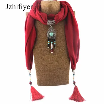 Jzhifiyer moterų foulard pakabukas skara papuošalai pakraštyje hijab šalikas karoliai karoliukai neckerchief medvilnės šalikas priedai bandelette