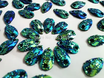 Didmeninė Mėlyna/Geltona AB spalva beads10*18mm Lašo formos flatback cirkonio siūti crystal resin brangakmenių už suknelę 150pcs