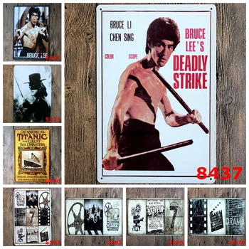 Derliaus Dekoratyvinių Filmą Bruce Lee Metalo Ženklai Plokštės, Metalo alavo ženklai meno amatų dažymo Juosta Pub Namų Sienų Dekoras metalo menas