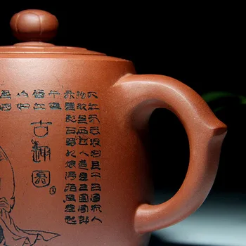 Jinglan arbatos puodai 480cc Yixing Zisha grynas autentiškas rankų darbo arbatinukas granitas smėlis