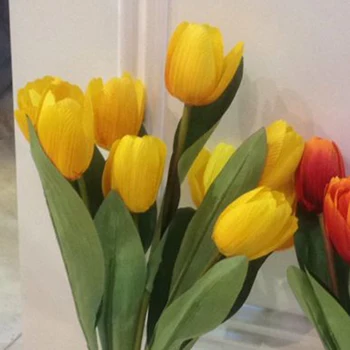9 Vadovai Spalvingas Šilko Tulpės, Dirbtinės Gėlės, Vestuvių/Home/Šalis Dekoro Namai ir Gyvenimas Puošybos Festivalis Dovanos Gėlių