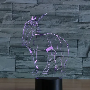 Vienaragis Formos 3D led Lemputė USB ir Baterijos Įkrovimo Naujovė stalinės lempos