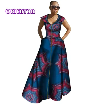 2018 m. Afrikos Suknelės Moterims heidi bazin Riche Rankovių Vestidos Ilgos Suknelės Dashiki Kanga Ankara Afrikos Moterų Drabužiai WY2842