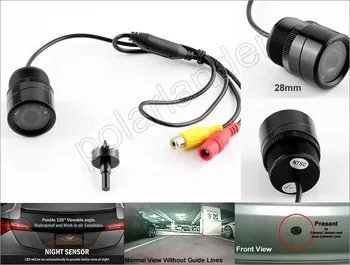 Automobilio Galinio vaizdo Kamera 28MM gręžimo HD CCD 120 laipsnių Plataus Kampo Vandeniui Stovėjimo Atvirkštinio atsarginės infraraudonųjų spindulių naktinio matymo