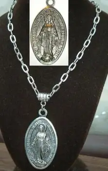 Mergelės Marijos Karoliai Pakabukas Senovinių Sidabro Žavesio Katalikų Religijos Kryžiaus Medallion Krikščionių Choker Karoliai Moterų Papuošalai