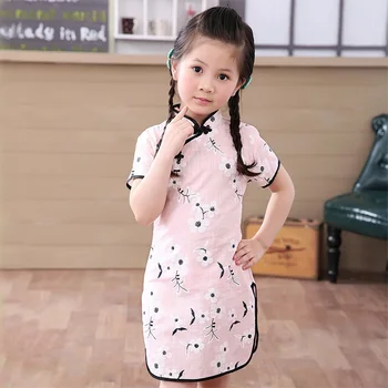 Mergaičių suknelės vasaros 2017 vaikai suknelės mergaičių Kinų cheongsam Kūdikių elegantiškus drabužius Tradicinės Kinų drabužiai, Vaikų