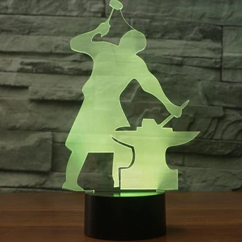 Kalvis Liejimo 3D Naktį Šviesa 7 Spalvų Keitimas Palieskite Mygtuką, LED Stalo Lempa Vaikams Kalėdų Dovanos, Namų Dekoro Miego Šviesos Šviestuvas