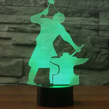 Kalvis Liejimo 3D Naktį Šviesa 7 Spalvų Keitimas Palieskite Mygtuką, LED Stalo Lempa Vaikams Kalėdų Dovanos, Namų Dekoro Miego Šviesos Šviestuvas