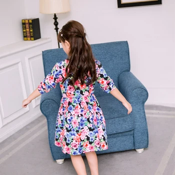 Mergina ilgomis rankovėmis suknelė prekės 2017 m. Pavasario ir rudens naujas children 's gėlių suknelė, Siuvinėta medvilnė Princesė mergina dress LH615