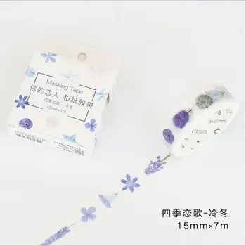 15mm Pločio Keturis Sezonus Šaltą Žiemą Augalai, Gėlės Gyvenimo Apdailos Washi Tape 