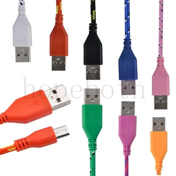 Micro USB Kabelis 10vnt/daug Nailono Tinklelio Įkrovimo Kabeliai 1M 2M 3M Microusb Uosto Kabelio 