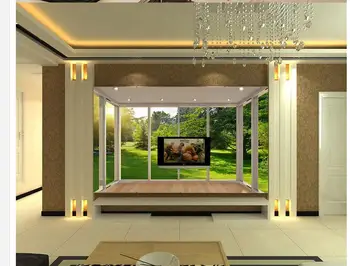 3d kambario tapetai Europos balkonu miško žolės kraštovaizdžio 3D TV foną, sienos 3d tapetai Namų Puošybai