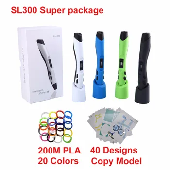 SL300 Vaikai doodle žaislas 3D rašiklis tušinukas su 22 *10M PLA gijų LCD kontroliuoti greitį ir temperatūrą, ar vaikams saugu naudoti