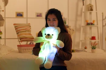 Mielas Šviesos Įdaryti Lokys Žaislas LED Light-Up Pliušinis Lėlės Švyti Teddy Pagalvę Auto Spalvos Sukimosi Dovana