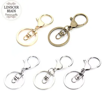 LINSOIR 5vnt/daug Metalo Swivel Omaras Sąsagos Keychain Raktų Žiedas Aukso Rodis Spalva paketų prižiūrėtojų raktinę Key Chain, 