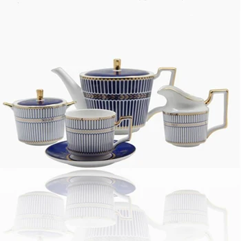 Derliaus prabanga kavos rinkiniai fornasFetti stiliaus aukso nėrinių paprastų linijų vestuvių Puotą arbatos rinkinys prekių mėlyna Aukštos kokybės juostelės