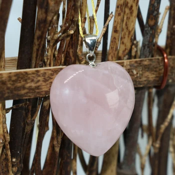 Nemokamas pristatymas 2vnt rose pink kvarco kristalo akmens pakabukai širdies pakabučiai dovana karšto pardavimo mados 