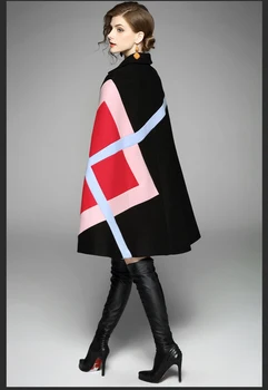 Moteris kailis naujas žiemos moterų Europoje, JAV mados lady apsiaustu vilnonis paltas laisvus drabužius markės dizaino aprangą dydis S-XL