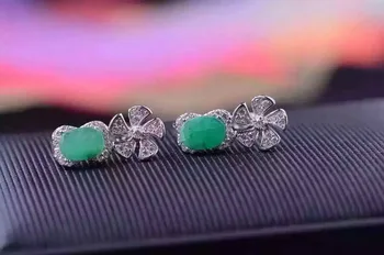 Natūralus žaliasis smaragdas, perlas juvelyrikos rinkiniai, natūralus akmuo žiedas, Auskarai, 925 sidabras Stilingas vėjo malūnas Gėlės moterims, dovana, papuošalai
