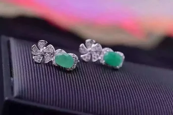 Natūralus žaliasis smaragdas, perlas juvelyrikos rinkiniai, natūralus akmuo žiedas, Auskarai, 925 sidabras Stilingas vėjo malūnas Gėlės moterims, dovana, papuošalai
