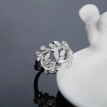 Sidabro spalvos Didmeninė gana lapų Prabanga Austrijos mados moterų lady vestuvių tauriųjų dovanų mielas pakabukai sidabro padengtą Žiedas papuošalai