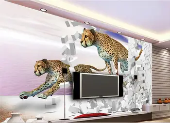 Custom 3d tapetai Leopard Plytų Sienos Dekoratyvinis Fonas Sienos gyvenimo 3d tapetai užsakymą foto tapetai, 3d