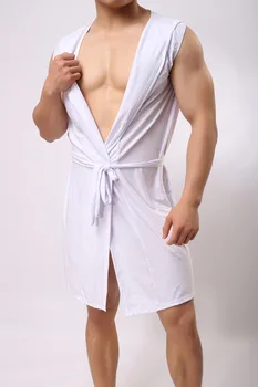 Vyriški chalatas hombre seksualus pižamą pižama vyrams šilko skraiste tracksuit gobtuvu