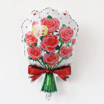 1 Vnt Gražių Rožių balionai Vestuvės Santuoka Gimtadienio dekoruoti folija balionai Raudona ir Rožinė Rožė gėlių Motinos dovaną 41*64 cm