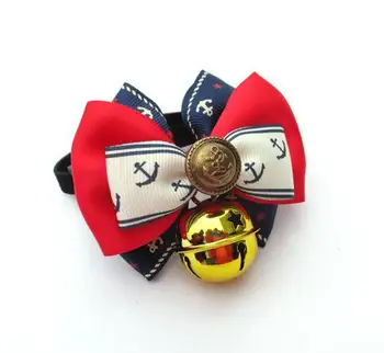 1 gabalas Naujas rankų darbo šunelis peteliškės Classic karinio jūrų laivyno modelis šuns kaklo kaklaraištį apykaklės šuniukas katės peteliškę su Žvangučiais ir mygtukai