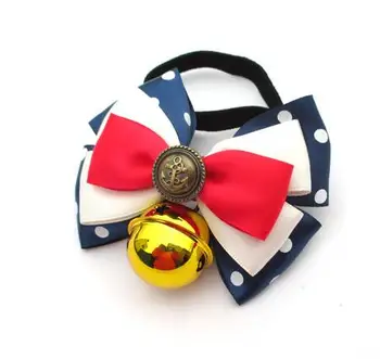1 gabalas Naujas rankų darbo šunelis peteliškės Classic karinio jūrų laivyno modelis šuns kaklo kaklaraištį apykaklės šuniukas katės peteliškę su Žvangučiais ir mygtukai
