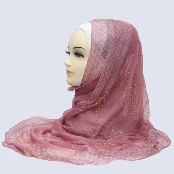 Naujas ponios Islamo Emuliacija šilko šalikai,Musulmonų suaugusiųjų geometrinis headscarves,jaustis patogiai,stylishmulti-funkcinis plona skara