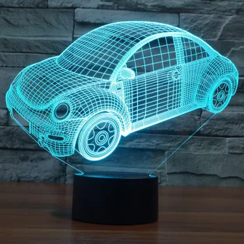 Karšto NAUJAS 7color keitimas 3D Bulbing Šviesos Volkswagen Beetle iliuzija, LED lempos, kūrybinių veiksmų skaičius, žaislų Kalėdų dovana