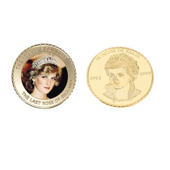 Princesė Diana 20-metį 24k Aukso Monetos Paskutinis Rose Anglijos Iššūkis Metalų Monetos Apdailos Amatai