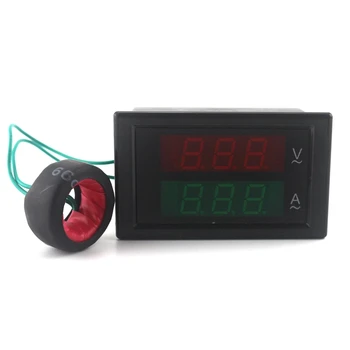 AC80-300V 100A LED Digital Voltmeter Ammeter Srovės Matuoklis A Skydelis Guage Raudonos, Žalios Dvigubas Ekranas Ritė Nemokamas Pristatymas