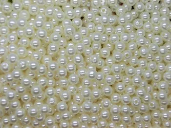 Nemokamas pristatymas-1000 Vnt Dramblio kaulo balta Perlų Imitacija Akrilo Apvalūs Karoliukai, 6mm M00867-B