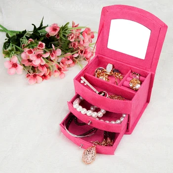 NEMOKAMAI Akcijas Miela 4 spalvų papuošalų dėžutė / Kosmetikos dėžutės organizatorius /karstas /purpurinė, rožė raudona, rožinė, raudona neprivaloma/Moterų Dovanos