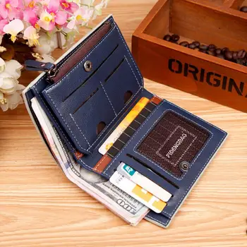 Karšto pardavimo vyriškos odinės piniginės su užtrauktuku hasp billfold monetos rankinėje daugiafunkcinis vyrų kortelės turėtojas 3 spalvų