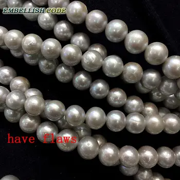 Pilka(sidabrinė) spalvos, geros kokybės visiškai apvalios natūralūs gėlo vandens kamuolys Klasikinis perlų karoliai choker Priness Matinee