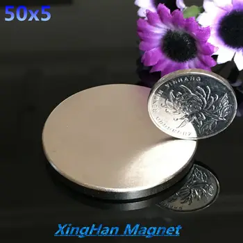 1pcs Nemokamas pristatymas 50x5 Stiprus ndfeb magnetas stiprūs Neodimio Magnetai Dia 50x5mm didmeninė 50*5