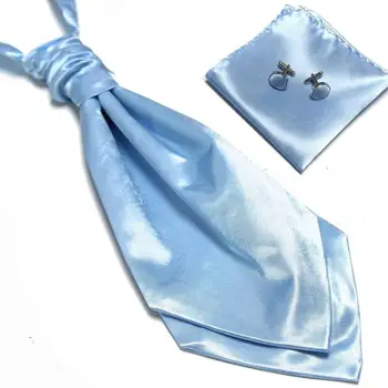 Kietas mados vyrų kaklo kaklaraištis nustatyti cravate ascot rankogalių segtukai nosinė kišeninė aikštėje