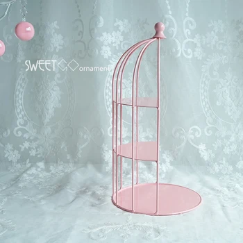 SWEETGO Birdcage už keksiukų rožinė dekoravimo priemonės vestuvių saldus desertas stalo tiekėjas baker vitrina tortas stovi