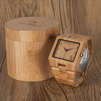BOBO PAUKŠČIŲ Mediniai Bambuko Mens Riešo WatchTop Prekės Prabanga Kvarcinis laikrodis su Pilna medienos Grupė logotipą dovanų dėžutėje siųsti erkek