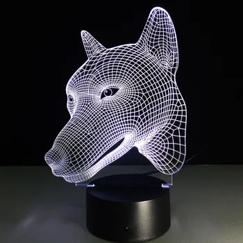 7Colorful 3D Vaizdo Touch Stalas Stalo Šviesos diodų (LED) Akrilo Žibintas 3D Šuo Formuoti Kūrybinę Energiją taupančiose Namų Dekoro Miegamasis Lampara