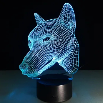 7Colorful 3D Vaizdo Touch Stalas Stalo Šviesos diodų (LED) Akrilo Žibintas 3D Šuo Formuoti Kūrybinę Energiją taupančiose Namų Dekoro Miegamasis Lampara