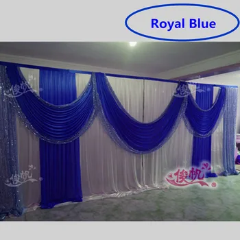 Gražus Royal Blue Vestuvių Fonas Blizgančiais Grobis Ledo Šilko Etapas Fono Užuolaidų Vestuvių Papuošalai 3m*6m(10ft*20ft) DHL