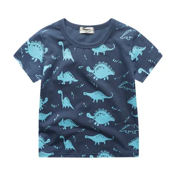 Nauja vaikų vasaros drabužių berniuko, medvilnės dinozaurų spausdinti trumpomis rankovėmis T-shirt vaikas berniukas atsitiktinis sporto marškinėliai 2-8Y 2206 16