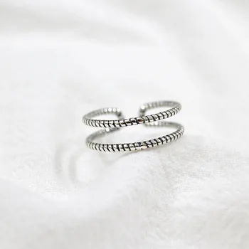 Dvigubo sluoksnio 925 sterlingas sidabro žiedai moterims bijoux,derliaus twist atviro pynimo žiedas anillos de plata 925 anel feminino papuošalai